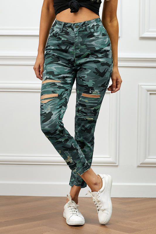 Distressed Camouflage Jeans-Teresa&#39;s Fashionista LLC