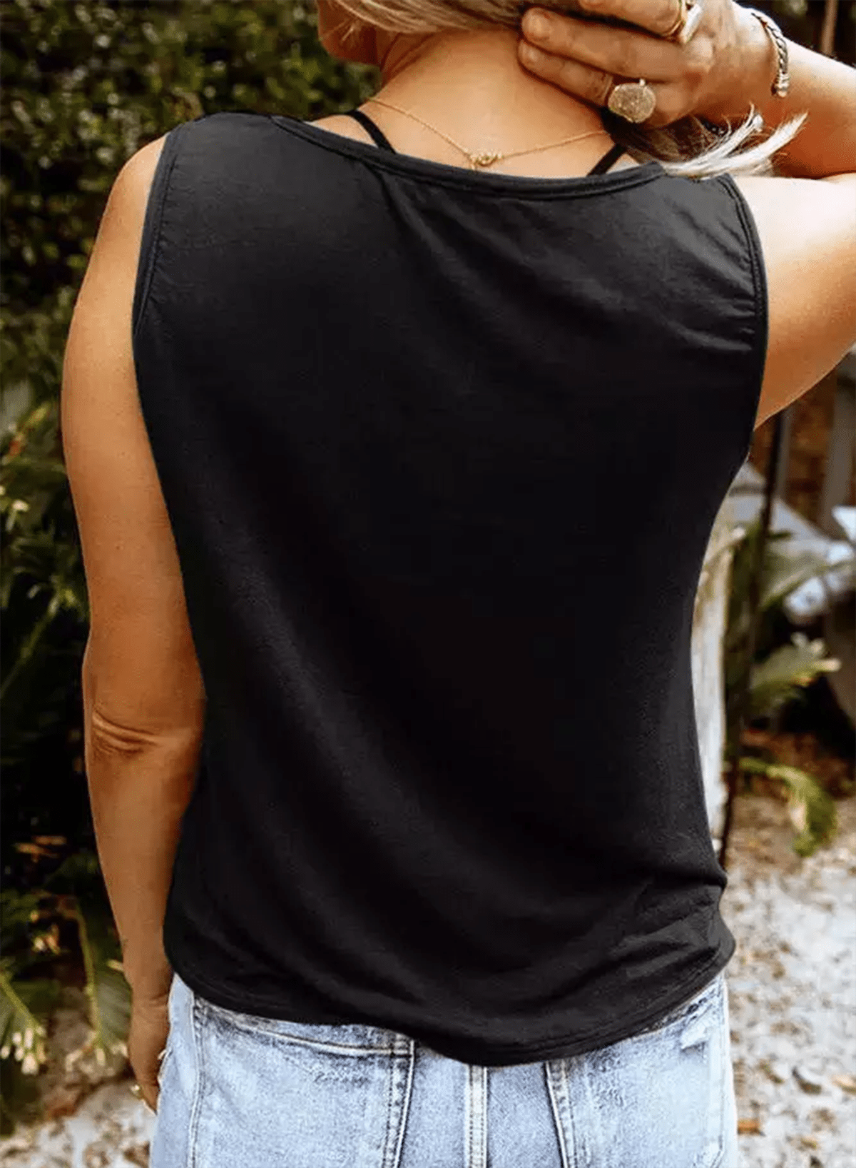 Star and Stripe Notched Neck Tank-Teresa&#39;s Fashionista LLC