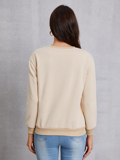 LOVE Round Neck Dropped Shoulder Sweatshirt-Teresa&#39;s Fashionista LLC