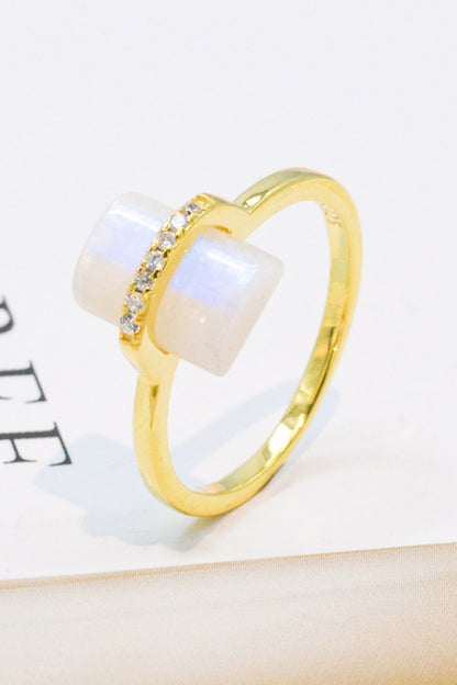 Natural Moonstone Platinum-Plated Ring-Teresa&#39;s Fashionista LLC