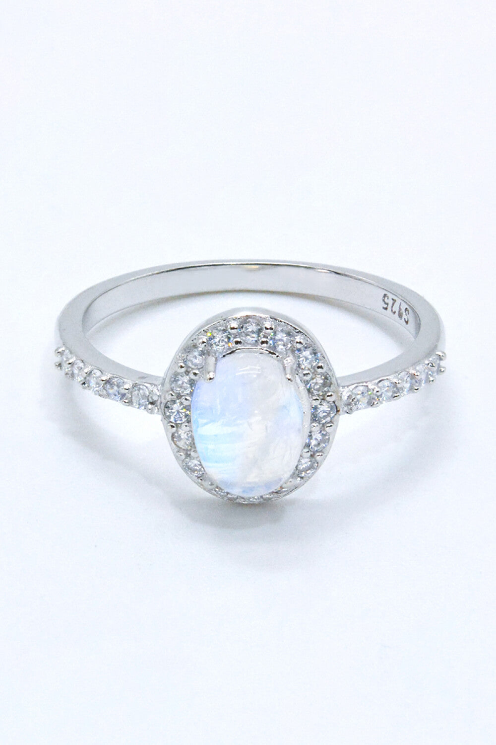 925 Sterling Silver Natural Moonstone Halo Ring-Teresa&#39;s Fashionista LLC