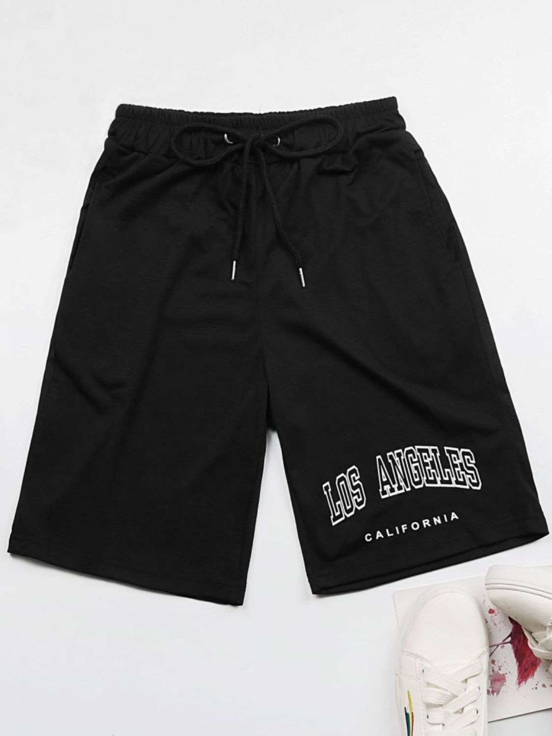 LOS ANGELES CALIFORNIA Graphic Drawstring Shorts-Teresa&#39;s Fashionista LLC