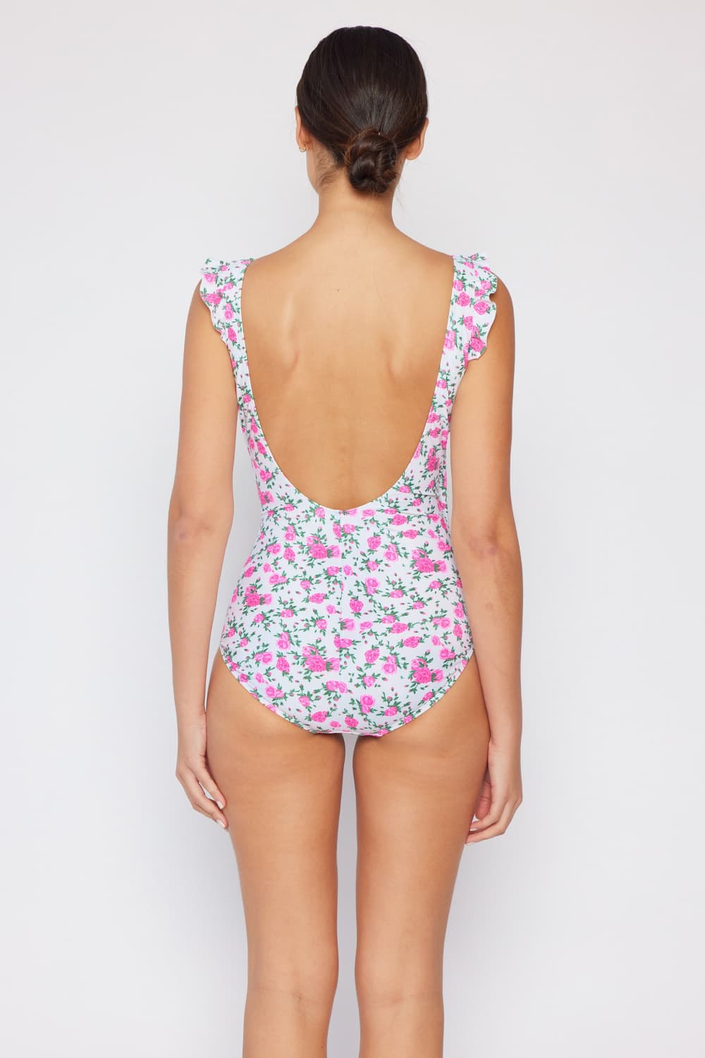 Marina West Swim Full Size Float On Ruffle Faux Wrap One-Piece in Roses Off-White-Teresa&#39;s Fashionista LLC