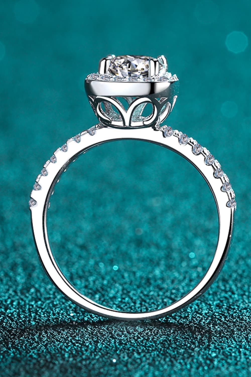 2 Carat Moissanite Square Halo Ring-Teresa&#39;s Fashionista LLC