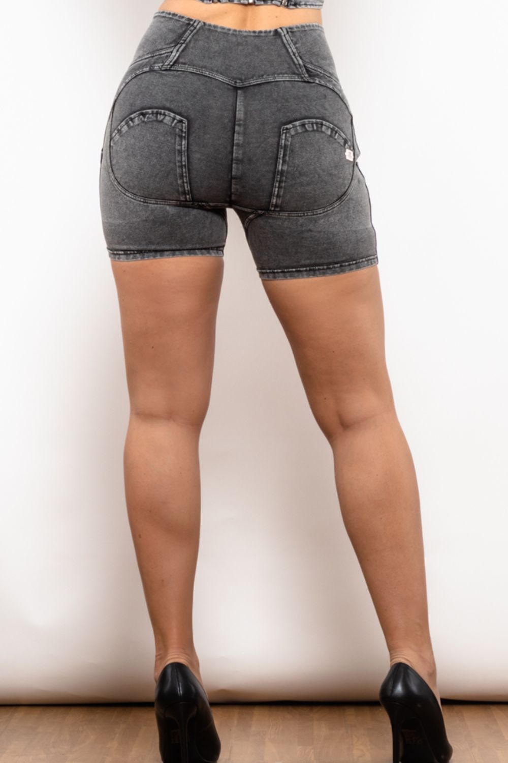 Full Size Side Stripe Zip Closure Denim Shorts-Teresa&#39;s Fashionista LLC