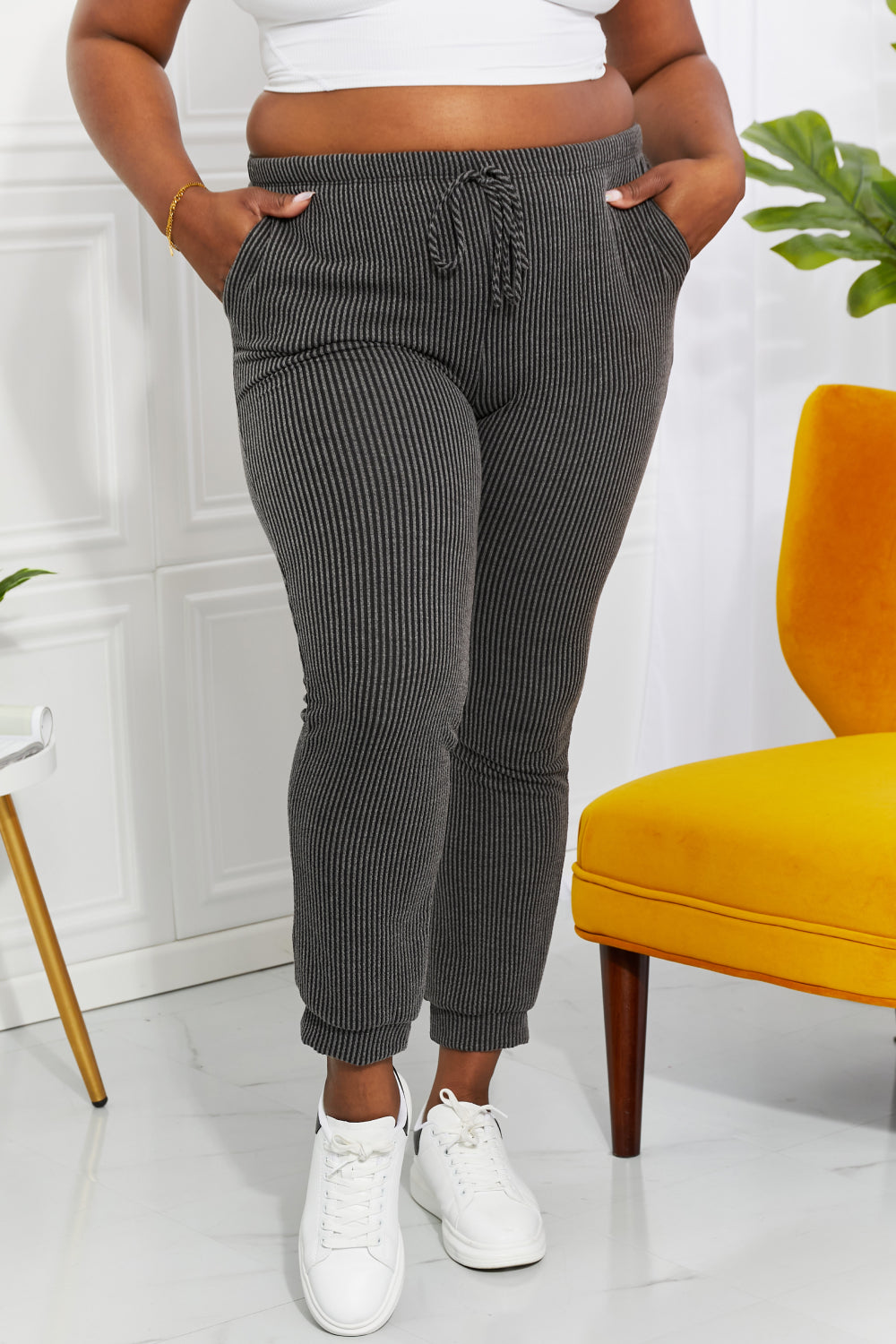 Blumin Apparel Full Size Easy Living Ribbed Joggers-Teresa&#39;s Fashionista LLC