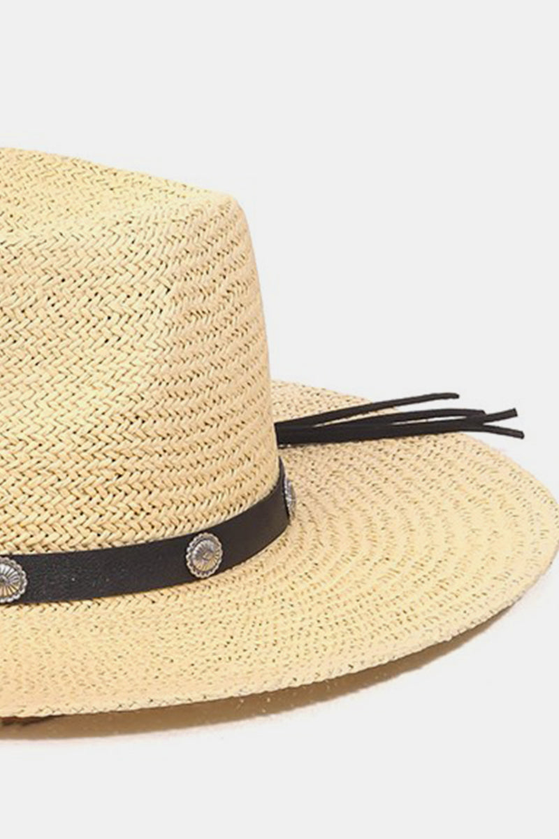 Fame Belt Strap Straw Hat-Teresa&#39;s Fashionista LLC