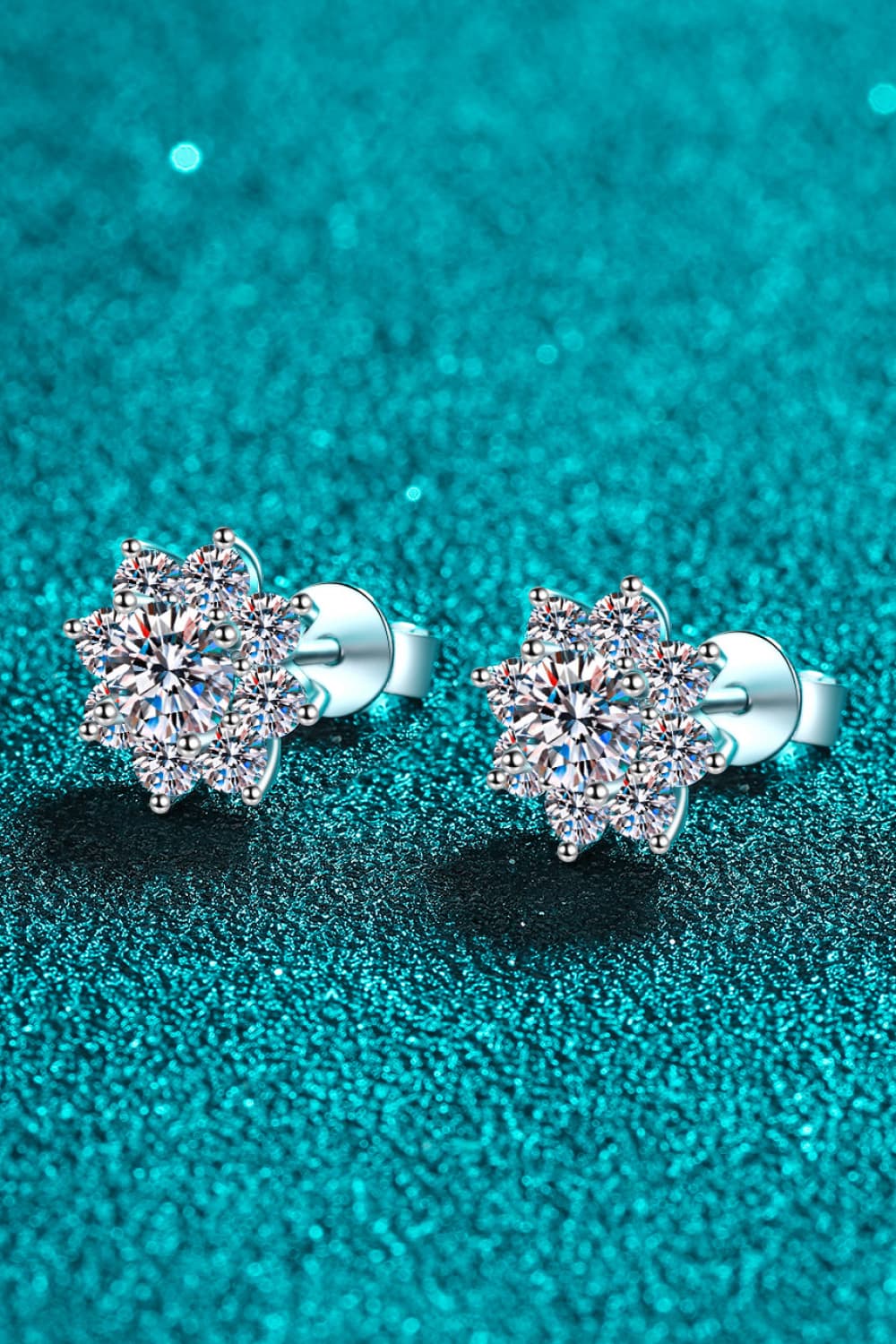 1 Carat Moissanite 925 Sterling Silver Flower Earrings-Teresa&#39;s Fashionista LLC