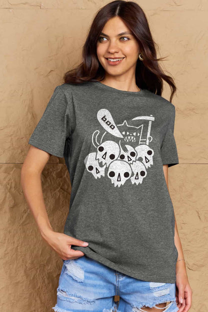 Simply Love Full Size Graphic BOO Cotton T-Shirt-Teresa&#39;s Fashionista LLC