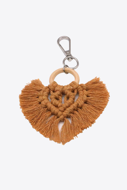 Assorted 4-Pack Heart-Shaped Macrame Fringe Keychain-Teresa&#39;s Fashionista LLC