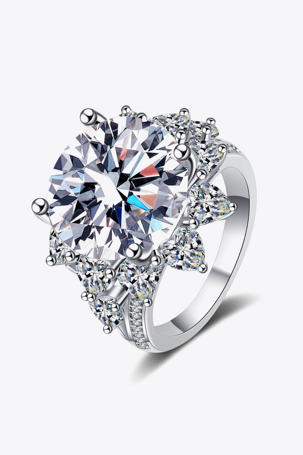 10 Carat Moissanite Flower-Shaped Ring-Teresa&#39;s Fashionista LLC