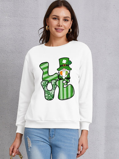 LOVE Round Neck Dropped Shoulder Sweatshirt-Teresa&#39;s Fashionista LLC