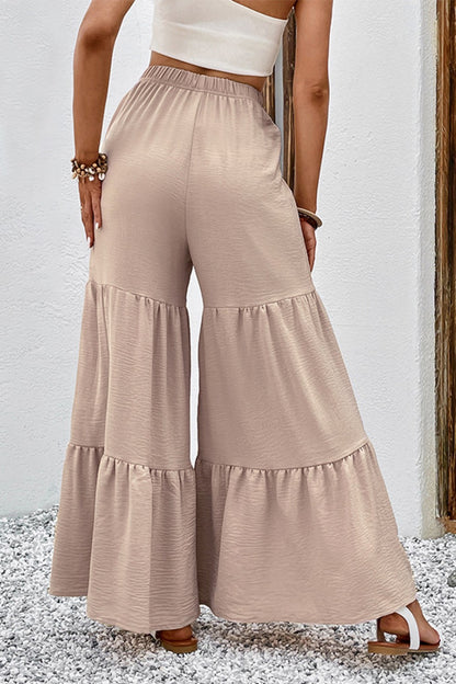 Drawstring Waist Tiered Flare Culottes-Teresa&#39;s Fashionista LLC