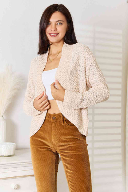 Double Take Open Front Long Sleeve Cardigan-Teresa&#39;s Fashionista LLC