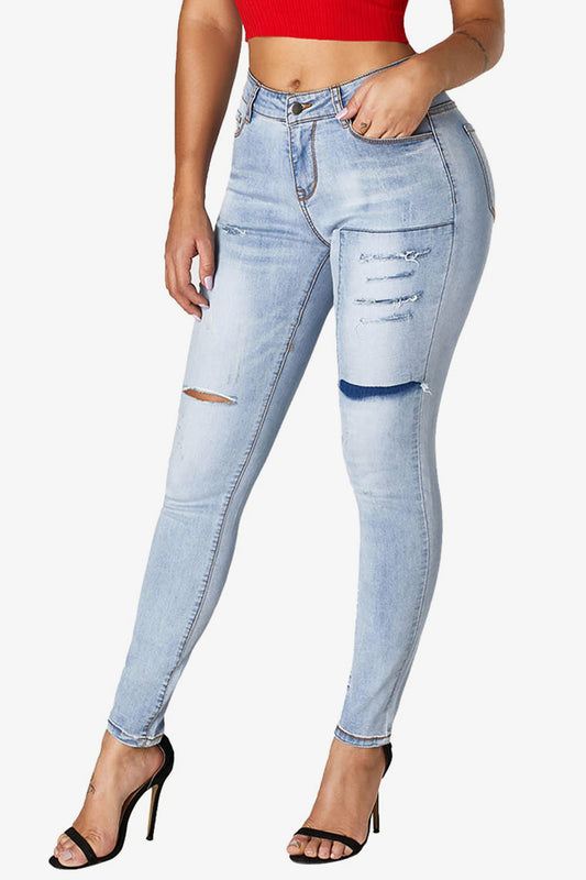 Acid Wash Ripped Skinny Jeans-Teresa&#39;s Fashionista LLC