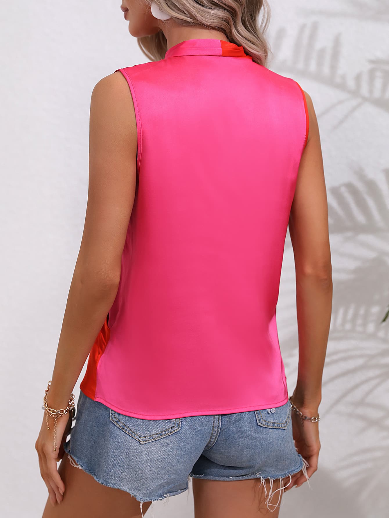 Two-Tone Surplice Neck Tank-Teresa&#39;s Fashionista LLC