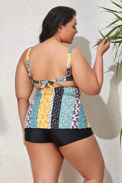 Plus Size Printed Crisscross Cutout Two-Piece Swim Set-Teresa&#39;s Fashionista LLC