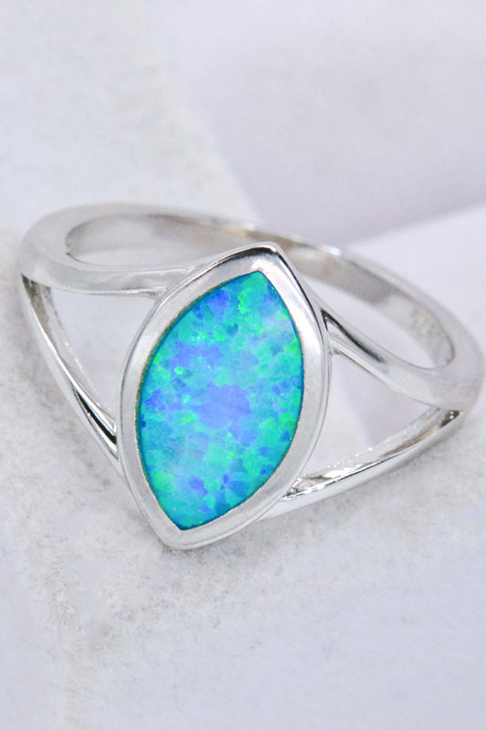 925 Sterling Silver Split Shank Opal Ring-Teresa&#39;s Fashionista LLC