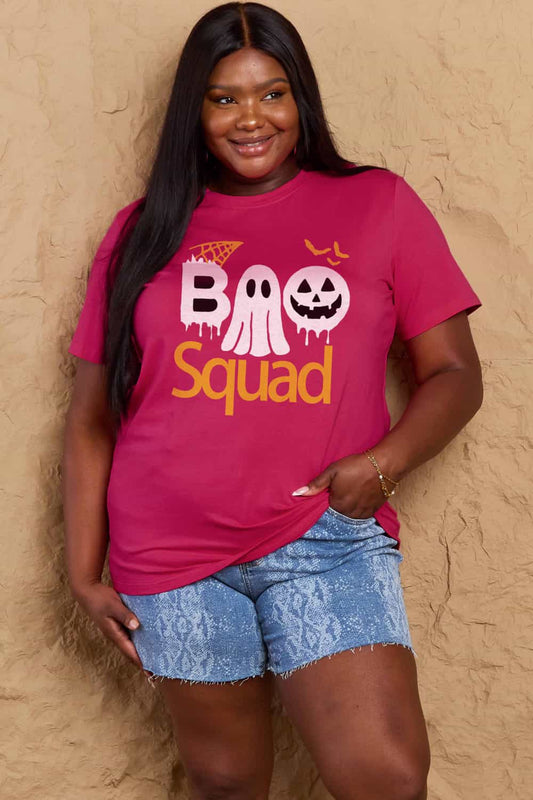 Simply Love Full Size BOO SQUAD Graphic Cotton T-Shirt-Teresa&#39;s Fashionista LLC