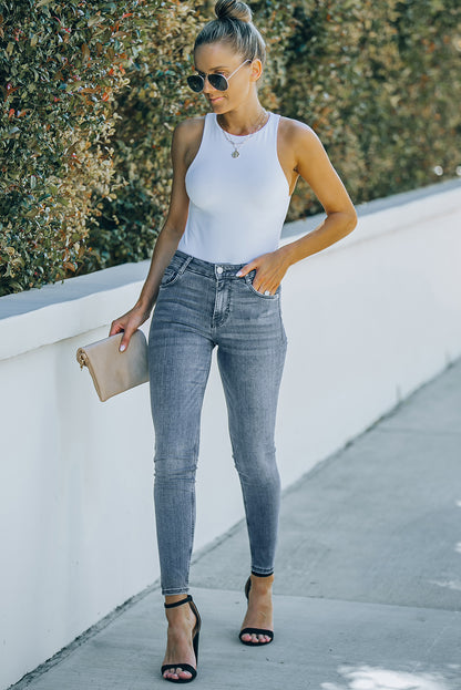 Ankle-Length Skinny Jeans with Pockets-Teresa&#39;s Fashionista LLC