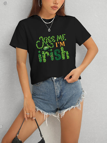 KISS ME I'M IRISH Round Neck T-Shirt-Teresa&#39;s Fashionista LLC