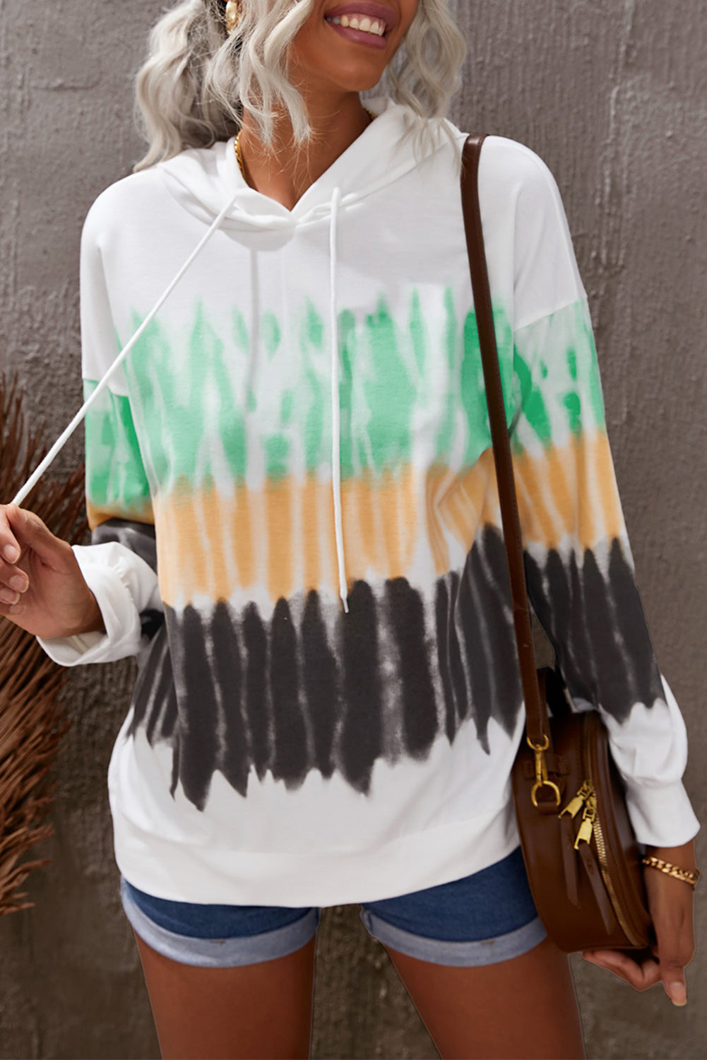 Tie-Dye Drawstring Pullover Hoodie-Teresa&#39;s Fashionista LLC