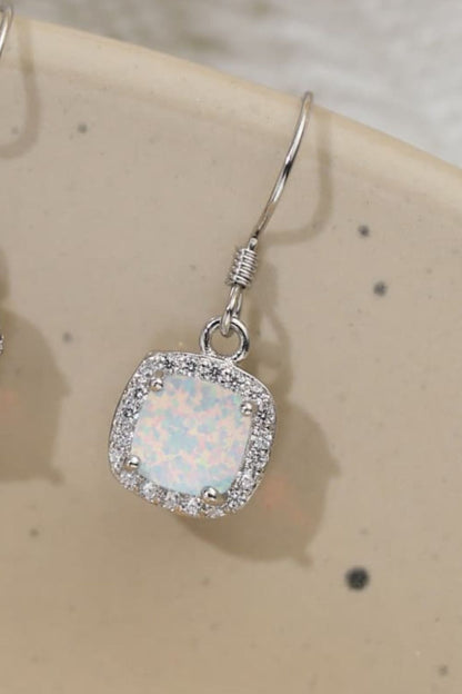 Opal Square Drop Earrings-Teresa&#39;s Fashionista LLC