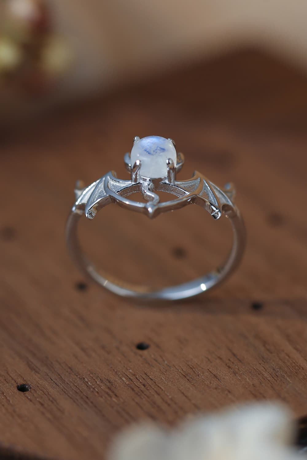 Moonstone Bat 925 Sterling Silver Ring-Teresa&#39;s Fashionista LLC