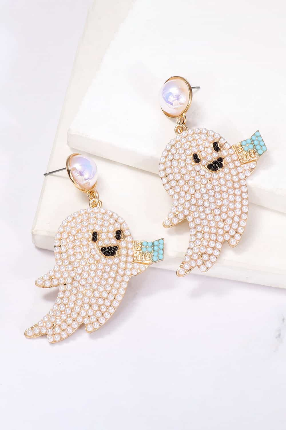 Ghost Shape Synthetic Pearl Dangle Earrings-Teresa&#39;s Fashionista LLC