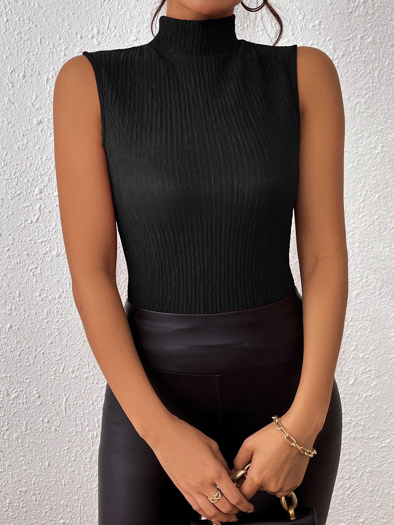 Turtleneck Sleeveless Tank-Teresa&#39;s Fashionista LLC