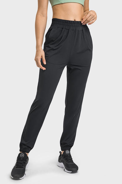 Elastic Waist Yoga Joggers with Pockets-Teresa&#39;s Fashionista LLC