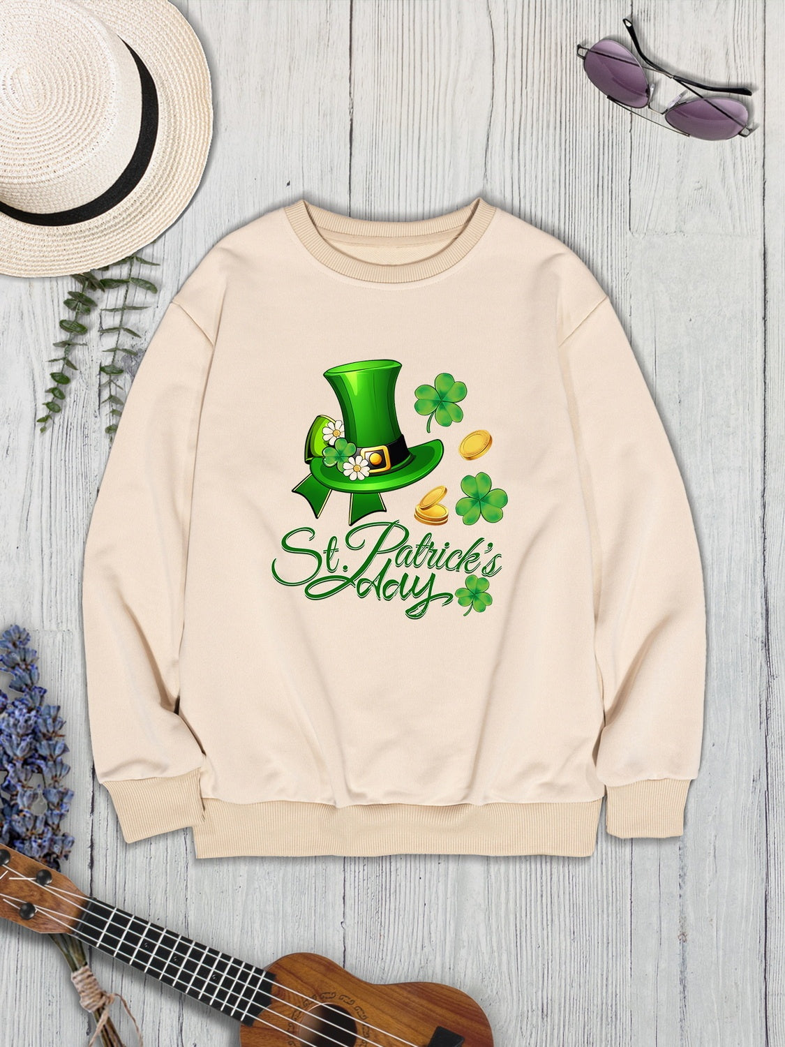 ST. PATRICK'S DAY Round Neck Sweatshirt-Teresa&#39;s Fashionista LLC