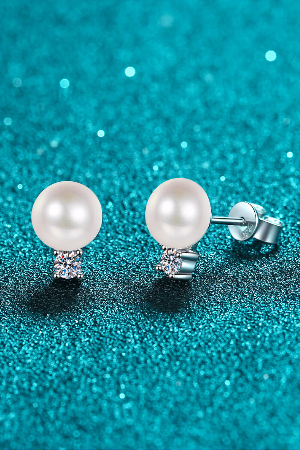 Moissanite Pearl Stud Earrings-Teresa&#39;s Fashionista LLC