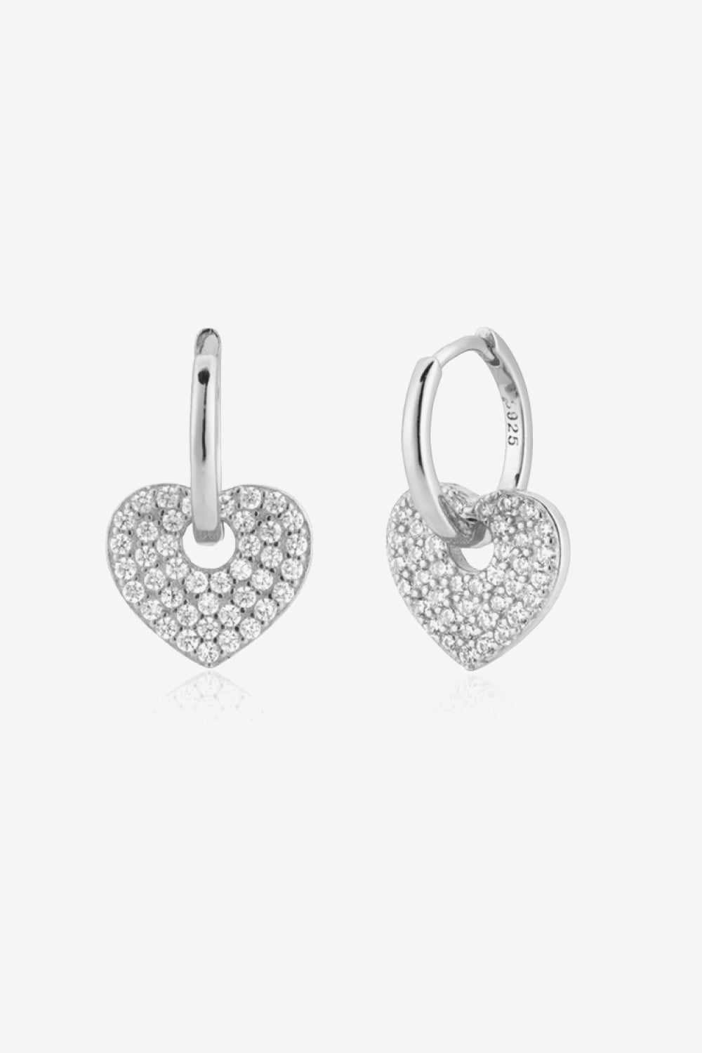 Zircon Heart Drop Huggie Earrings-Teresa&#39;s Fashionista LLC