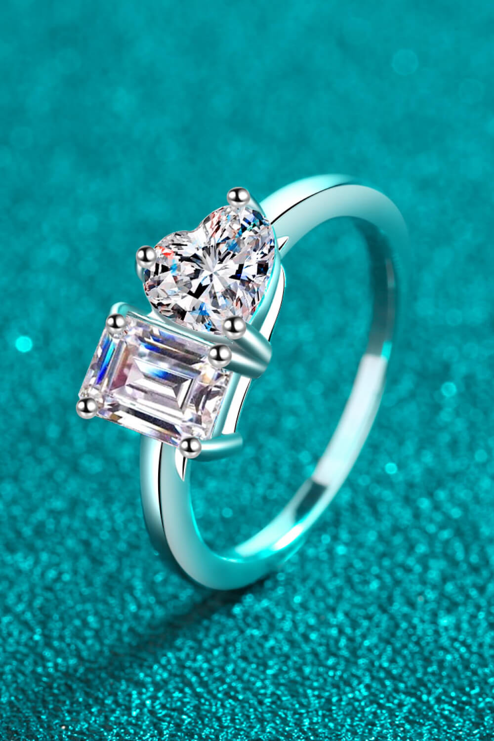 Rhodium-Plated 2 Carat Moissanite Ring-Teresa&#39;s Fashionista LLC