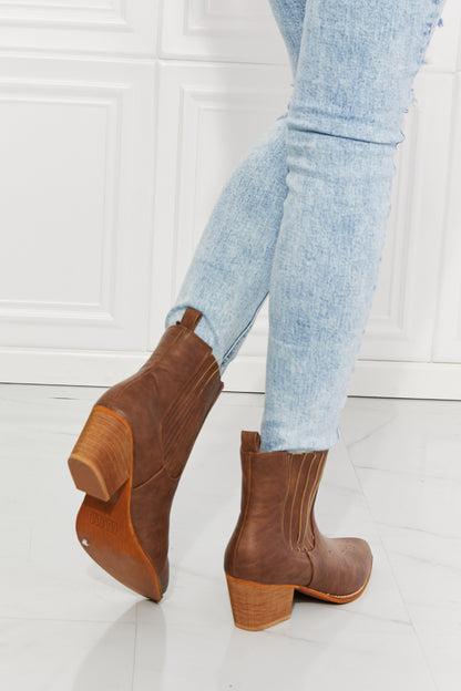 MMShoes Love the Journey Stacked Heel Chelsea Boot in Chestnut-Teresa&#39;s Fashionista LLC