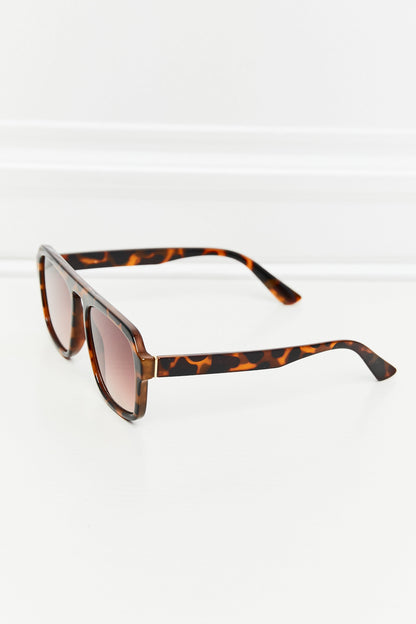 Tortoiseshell Square Polycarbonate Frame Sunglasses-Teresa&#39;s Fashionista LLC