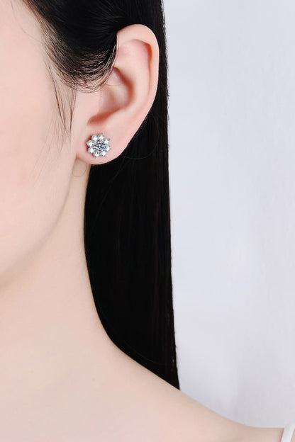 1 Carat Moissanite 925 Sterling Silver Flower Earrings-Teresa&#39;s Fashionista LLC