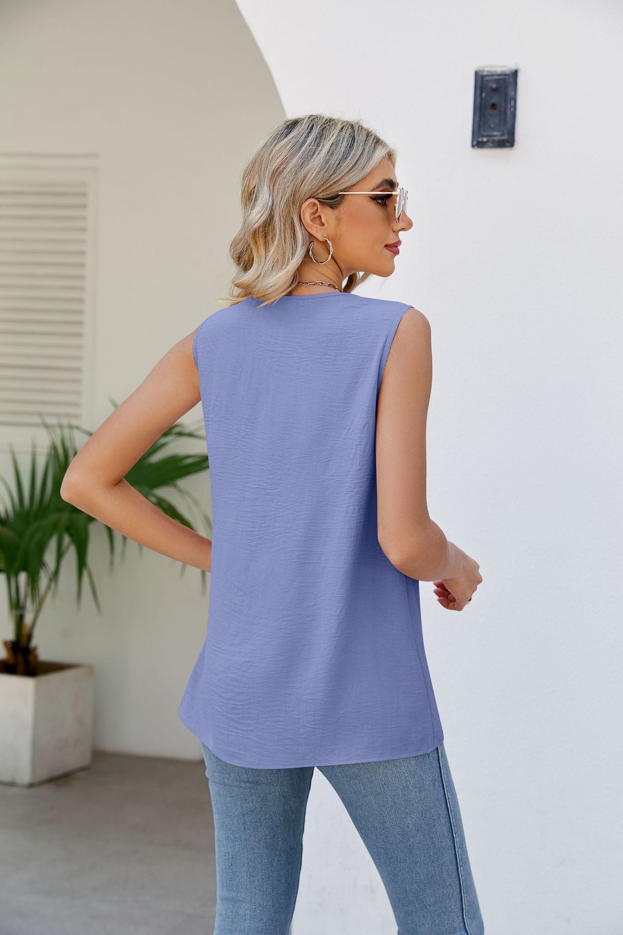 V-Neck Tunic Tank Top-Teresa&#39;s Fashionista LLC