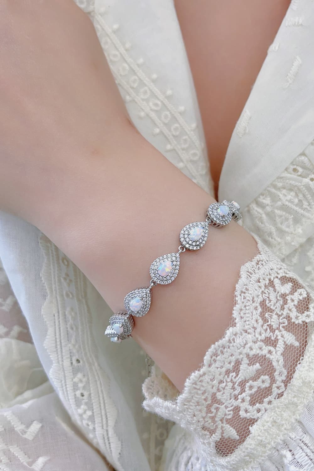 925 Sterling Silver Opal Bracelet-Teresa&#39;s Fashionista LLC