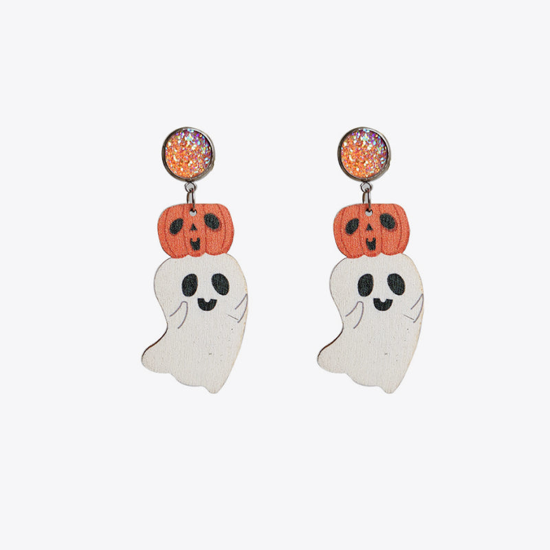 Ghost Shape Wooden Dangle Earrings-Teresa&#39;s Fashionista LLC