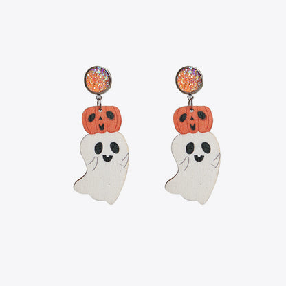 Ghost Shape Wooden Dangle Earrings-Teresa&#39;s Fashionista LLC