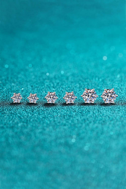 925 Sterling Silver 6-Prong 2 Carat Moissanite Stud Earrings-Teresa&#39;s Fashionista LLC