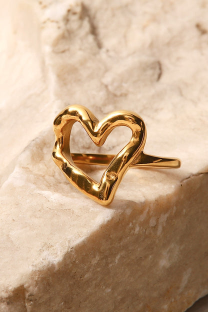 18K Gold Plated Heart-Shaped Ring-Teresa&#39;s Fashionista LLC