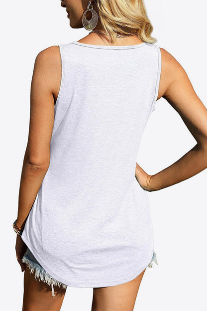 Curved Hem Square Neck Tank-Teresa&#39;s Fashionista LLC