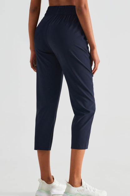 Elastic Waist Cropped Sports Pants-Teresa&#39;s Fashionista LLC