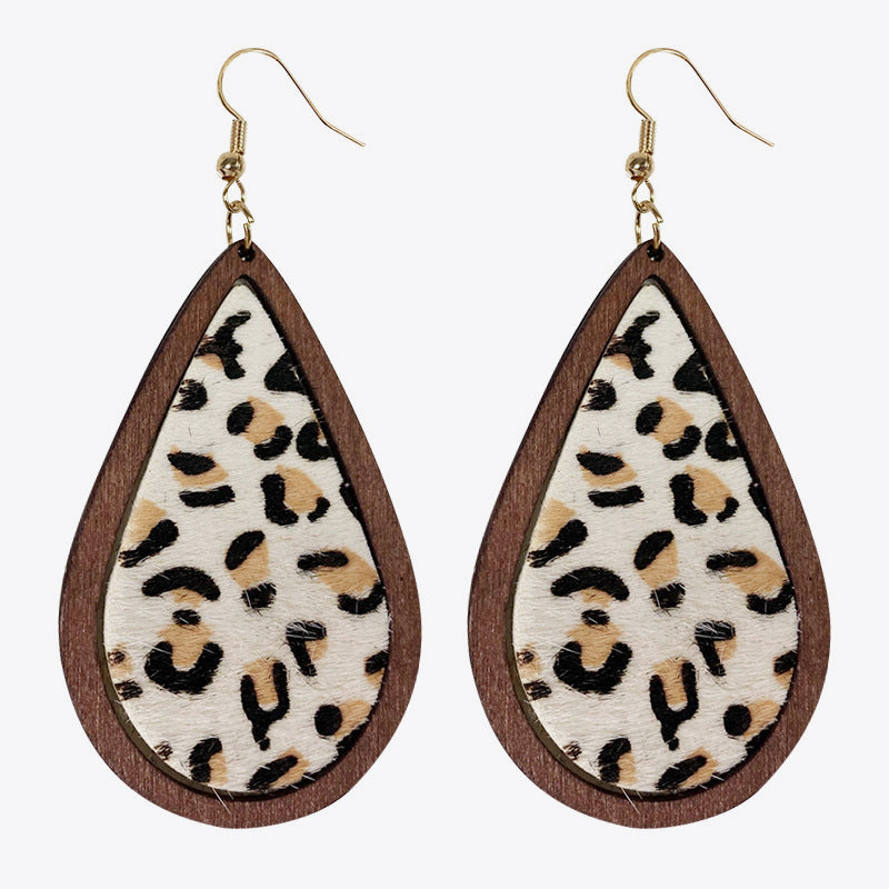 Teardrop Shape Wooden Dangle Earrings-Teresa&#39;s Fashionista LLC