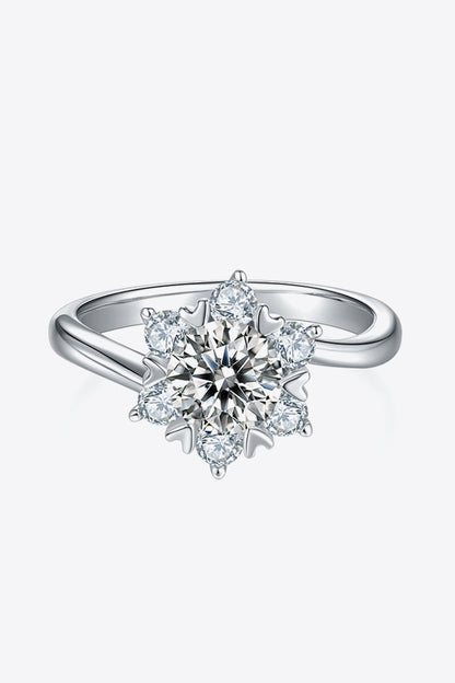 1 Carat Moissanite 925 Sterling Silver Cluster Ring-Teresa&#39;s Fashionista LLC