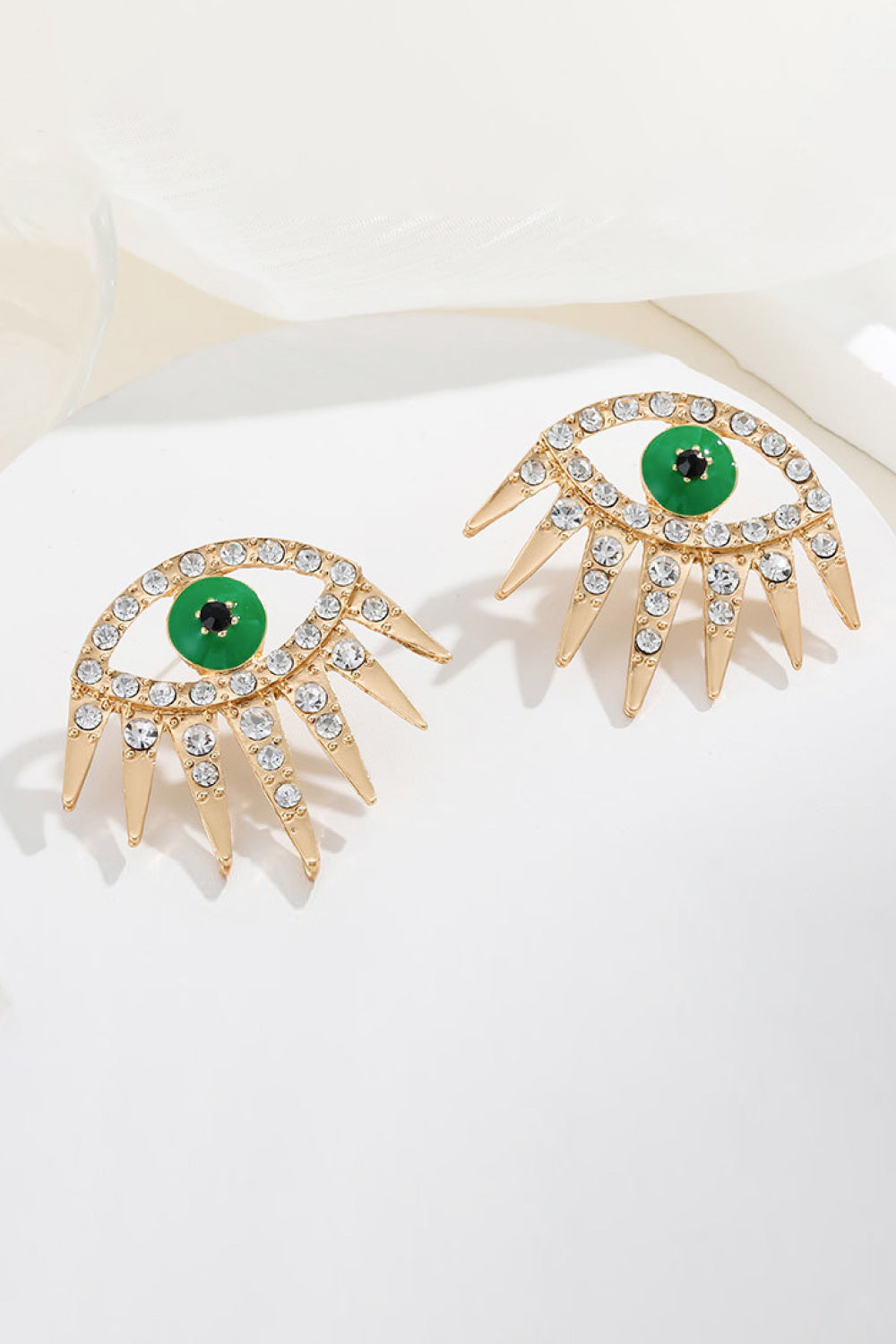 Evil Eye Rhinestone Dangle Earrings-Teresa&#39;s Fashionista LLC