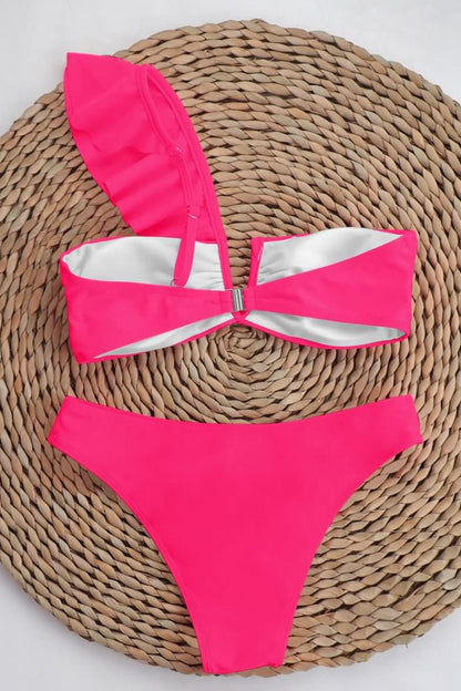 Ruffled One-Shoulder Bikini Set-Teresa&#39;s Fashionista LLC